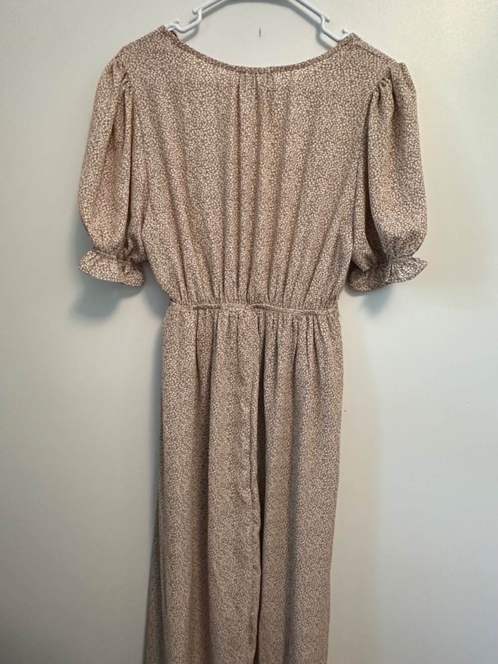 Sienna Sky Floral Midi Dress Size L Brown Cream Button Front Tie Waist Boho - Picture 3 of 4
